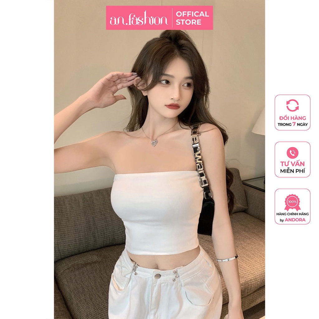 Áo ống quây ôm body (không mút) chất thun gân dày, kiểu croptop bó sát 2 màu Trắng/Đen vải mặc mát AN002CR | an.fashion