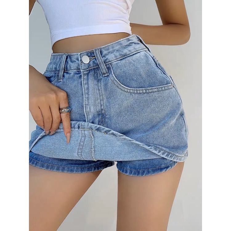 Chân váy jean hai màu xanh và đen hot trend 2023 quần váy bò trơn màu tối giản xu hướng 2023 dễ kết hợp với nhiều phong