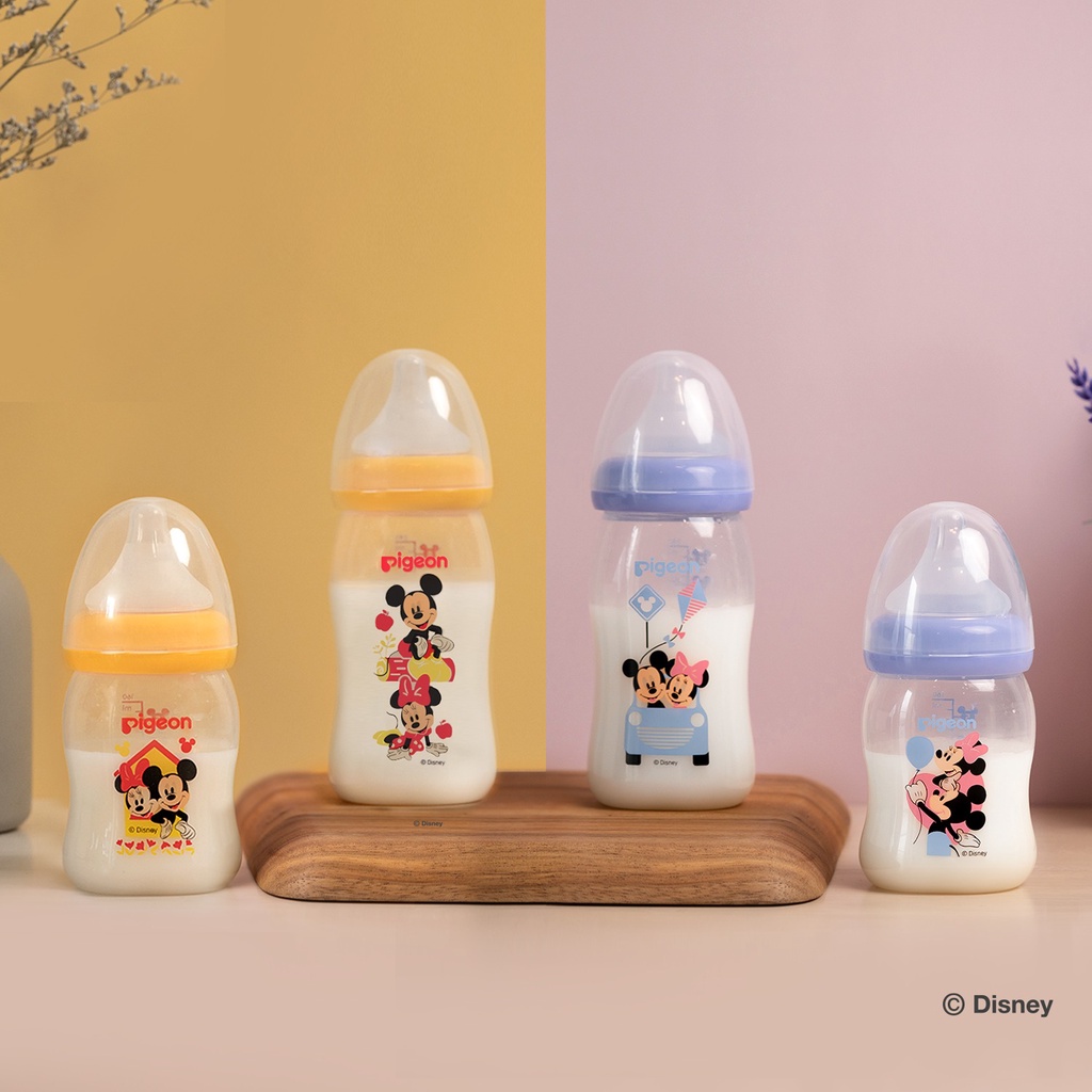 Bình Sữa Pigeon Softouch PP Plus Disney Baby - Màu Vàng 160ml/240ml