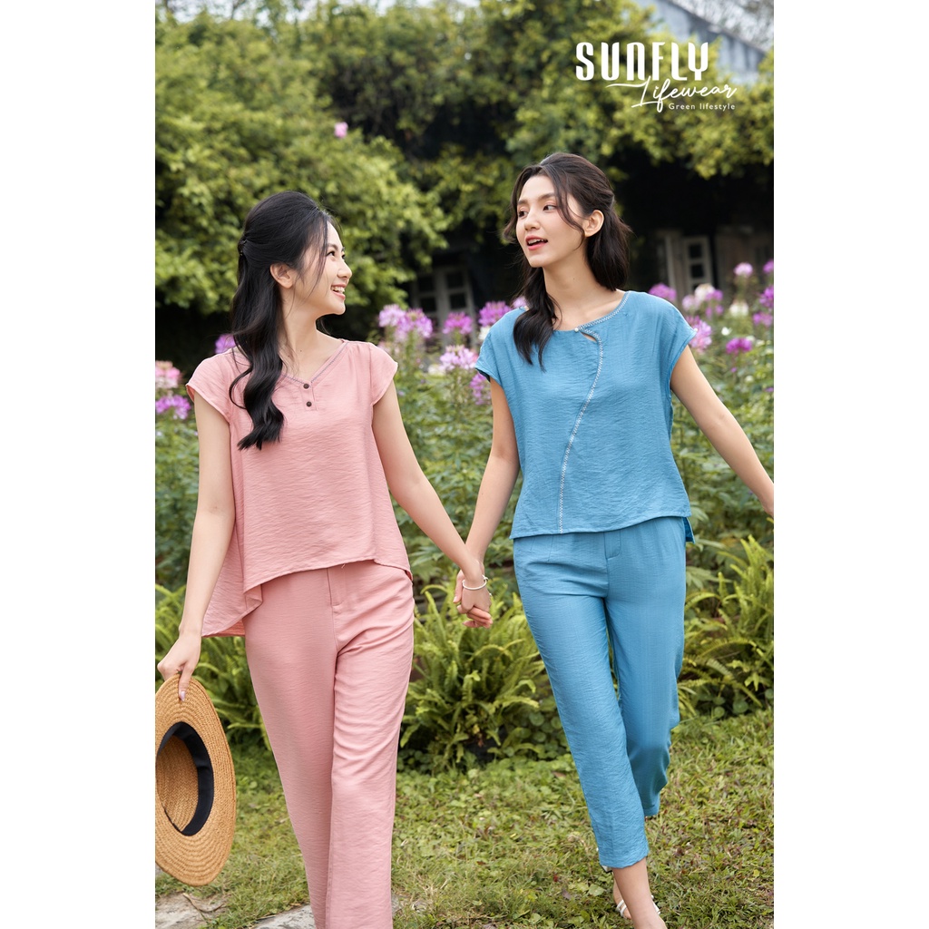 SFB3005 BỘ LINEN ÁO VAI CHỜM TAY QUẦN DÀI sunfly