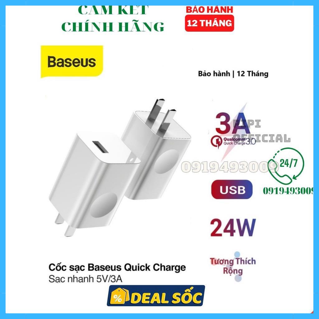 Củ Sạc Nhanh Baseus 24W Quick Charge 3.0 Sạc Nhanh Điện Thoại, iPad CHÍNH HÃNG BH 12T
