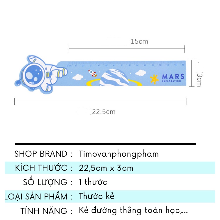 Thước Kẻ Cute Đa Năng Parabol Đo Hình Học Dẻo Timo VPK37