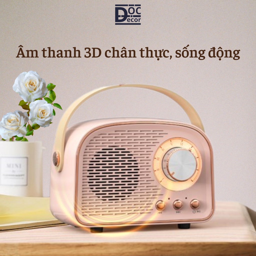 Loa Bluetooth mini DW21 Vintage Retro âm thanh 3D, Decor phòng ngủ, Quà tặng
