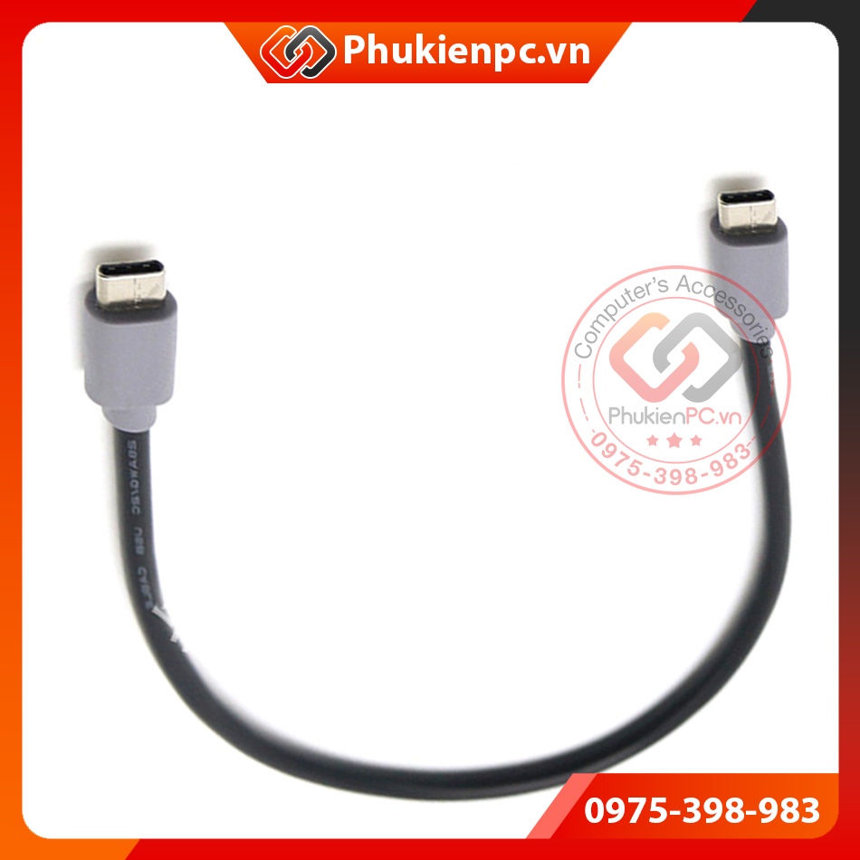 Dây cáp USB Type C to Type-C Đực-Đực 25cm, dùng sạc Pin điện thoại Laptop Macbook, cho nhà máy công nghiệp test sản phẩm
