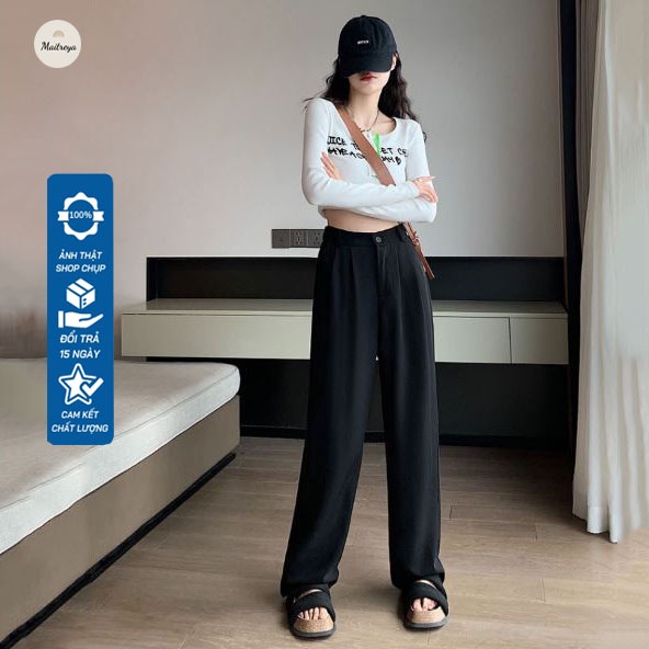 Quần Tây Ống Rộng Suông 1 Cúc Vải Mềm Mịn Đẹp Không Nhăn M008