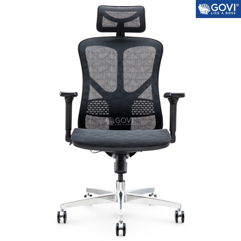 Ghế công thái học Ergonomic GOVI Solo S521 - Tựa đầu điều chỉnh độ cao xoay góc, tựa tay 3D nâng hạ, mâm ghế ngả 90 -135