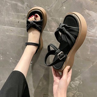(Hàng Qc FullBox) Sandal nữ quai chéo Thắt Nơ chất Da Cao cấp Cendy