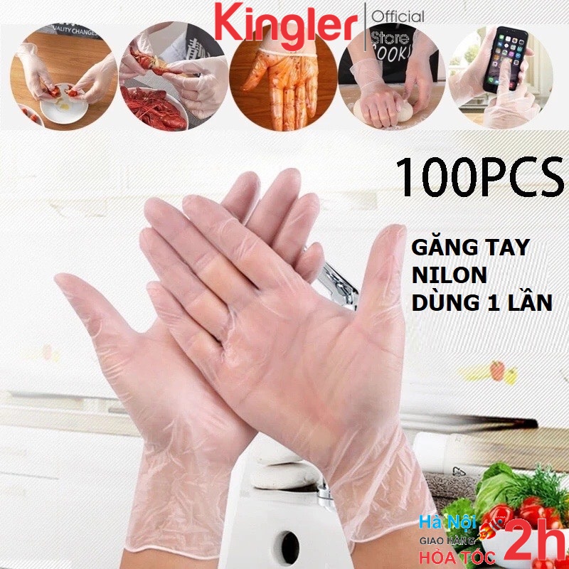 Set 100 Găng Tay Siêu Dai, Găng Tay Mỏng Đa Năng, Dùng 1 Lần Tiện Dụng: Nấu Ăn, Làm Bếp, Vệ Sinh. Kingler 5858