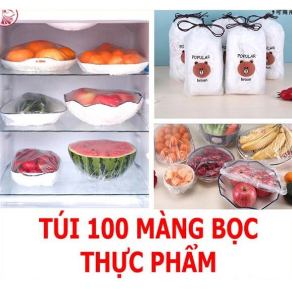 Màng bọc thực phẩm co giãn siêu dai có chun hình túi gấu set 100chiếc