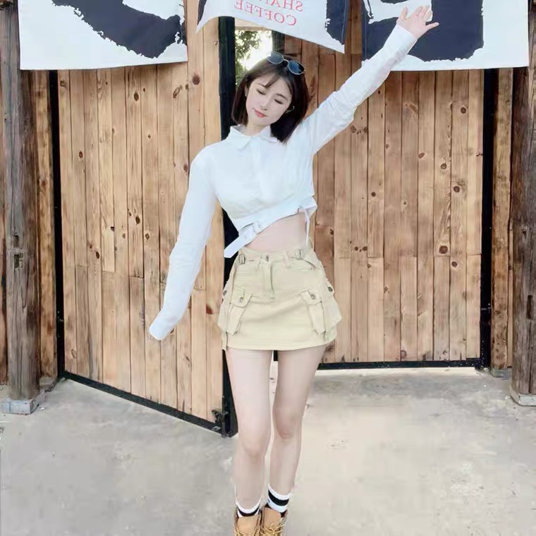 Áo sơ mi dài tay HAGA áo sơ mi croptop SM3L75