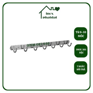 Móc treo đồ nhà tắm 100% Inox đặc PHÁT ĐẠT (từ 6-10 móc) không rỉ sét, Móc áo đầu bí inox, giá treo inox (SP014)