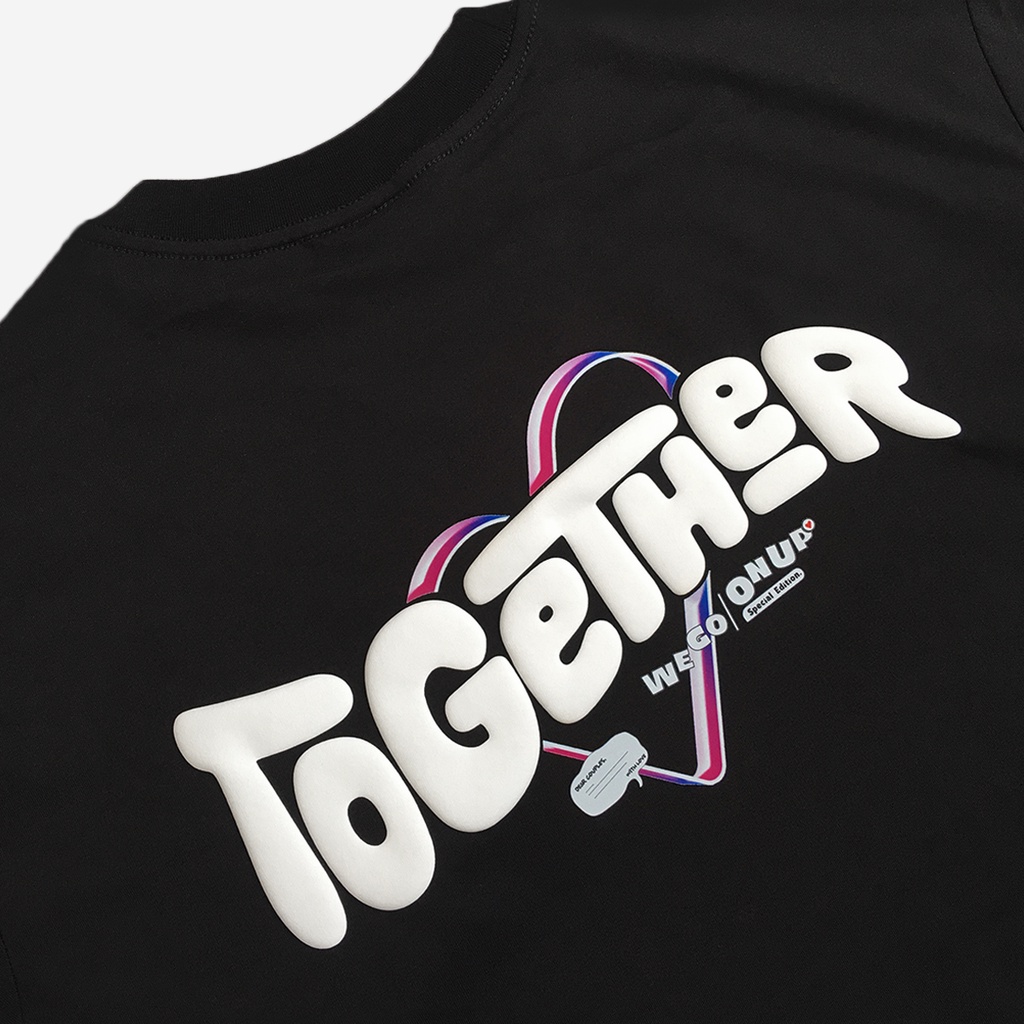 Áo Phông unisex ONTHEWAYUP Local Brand in 3D Nổi TOGETHER  100% Premium Cotton / Màu Đen