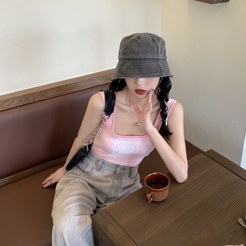 LANJIEXI Áo hai dây dệt kim không tay thời trang mùa hè 2023 cho nữ