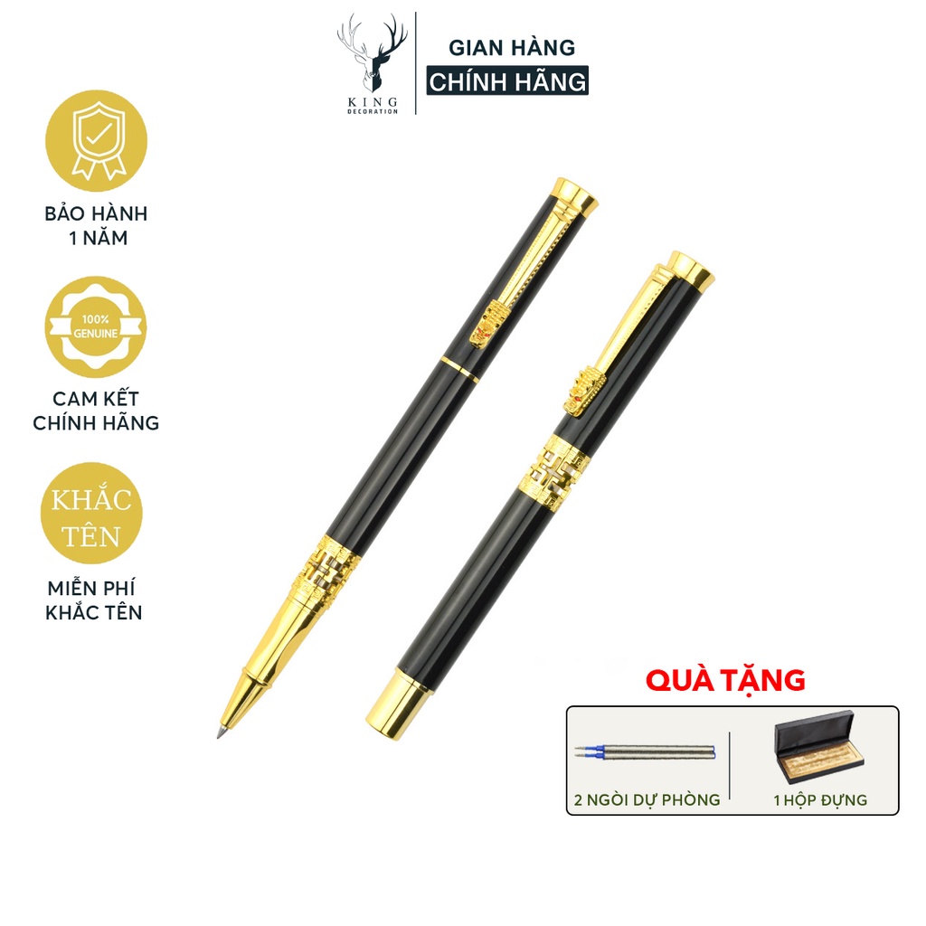 Bút Ký Tên Cao Cấp, Bút ký kim loại nắp rồng sang trọng KD01 - Miễn Phí Khắc Chữ, Logo & Tặng kèm Ngòi Ký và Hộp