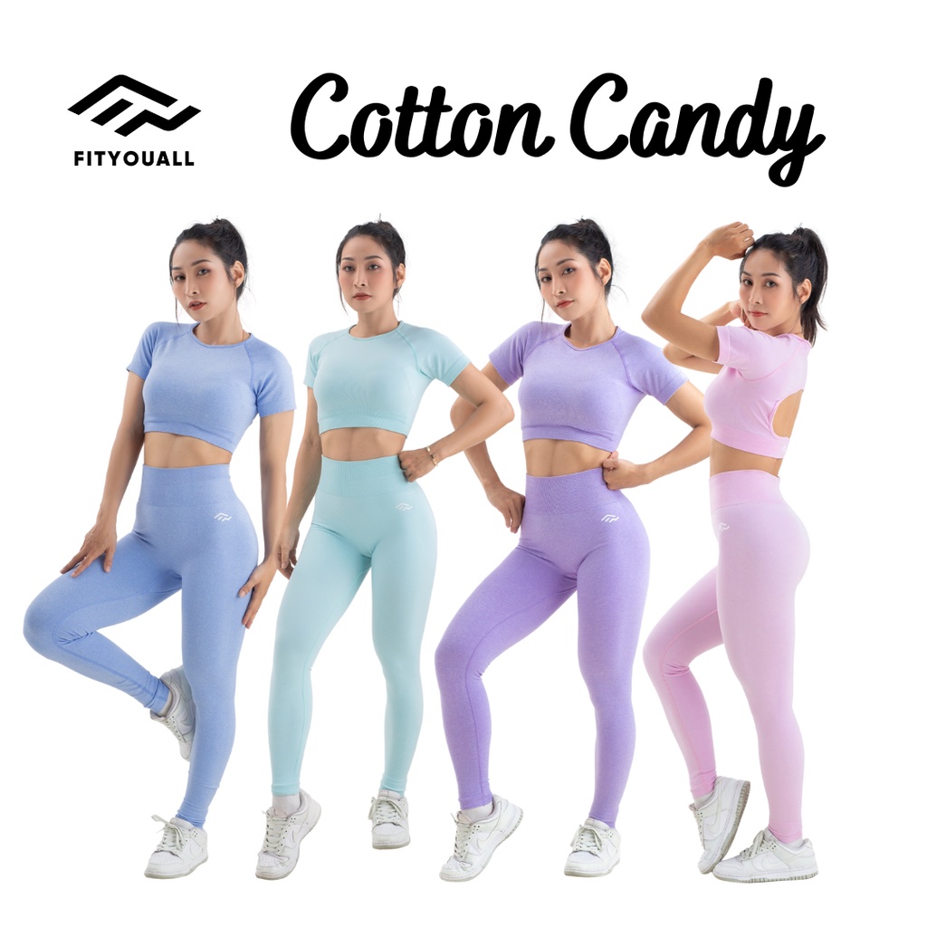 Set đồ tập Gym Yoga nữ thể thao FitYouAll áo Croptop + quần Legging Cotton Candy