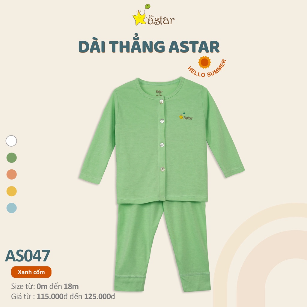 Bộ dài tay cài thẳng petit cotton rayon Astar