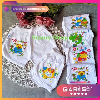 Set 5 quần ngắn thể thao sơ sinh in hình bosini / quần đùi trắng em bé