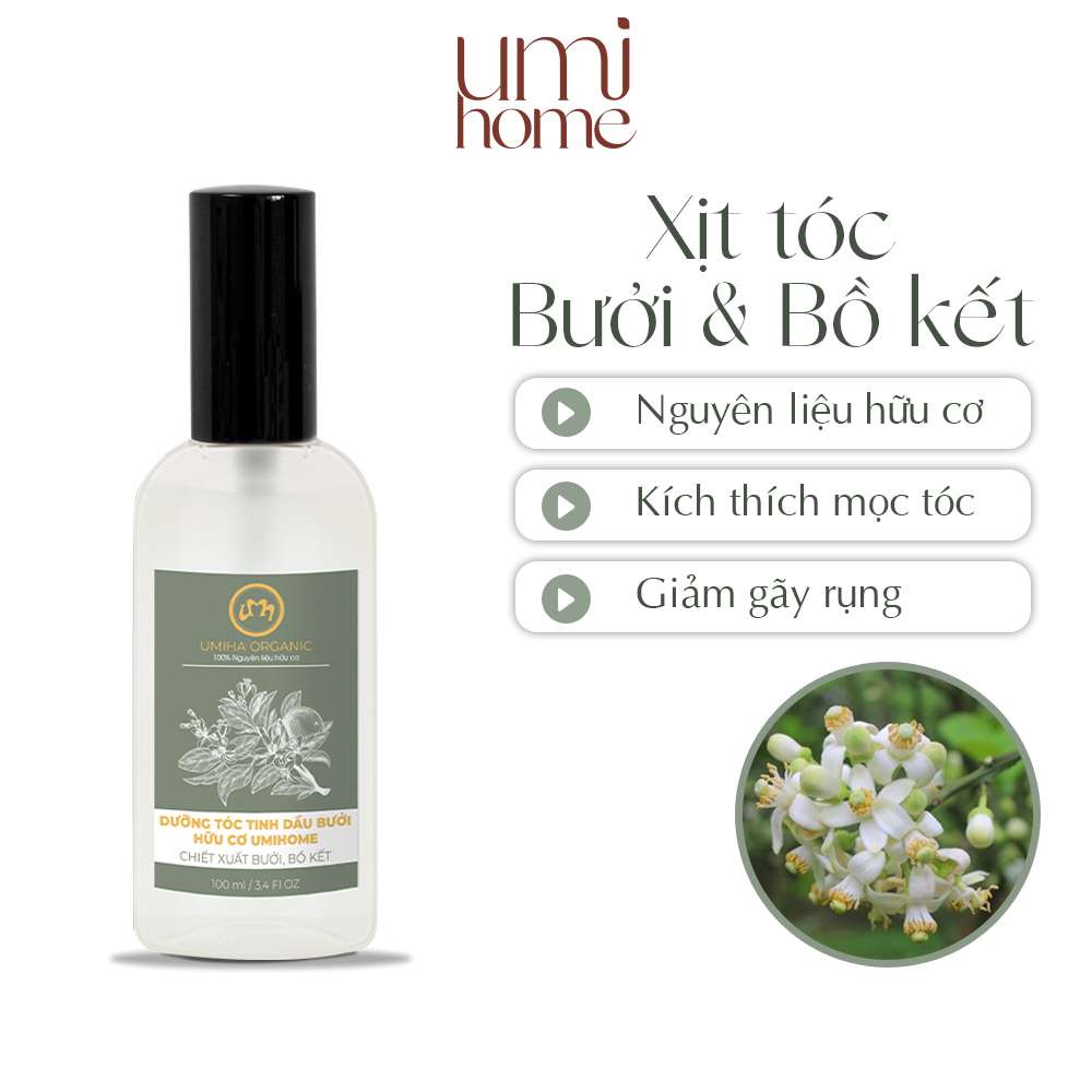 Xịt kích mọc Tóc tinh dầu Bưởi và Bồ Kết UMIHOME 50/10ml hữu cơ