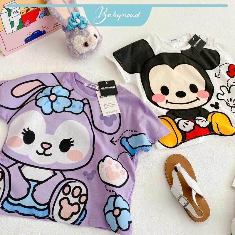 BABEPROUD Áo thun tay ngắn in hình chuột Mickey cho bé từ 1-8 tuổi