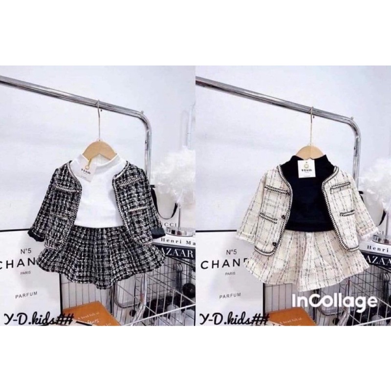 Xả kho set dạ 3 Chi tiết kèm áo trong váy và áo vest cho bé sz 8-32kg