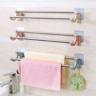 Kệ treo khăn 2 thanh inox dán tường tiện lợi