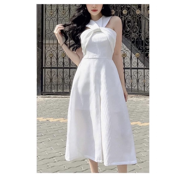 Rập giấy thiết kế, Rập giấy đầm váy nữ midi dáng dài cổ yếm treo tùng xoè xinh, Rập giấy A0 cắt sẵn