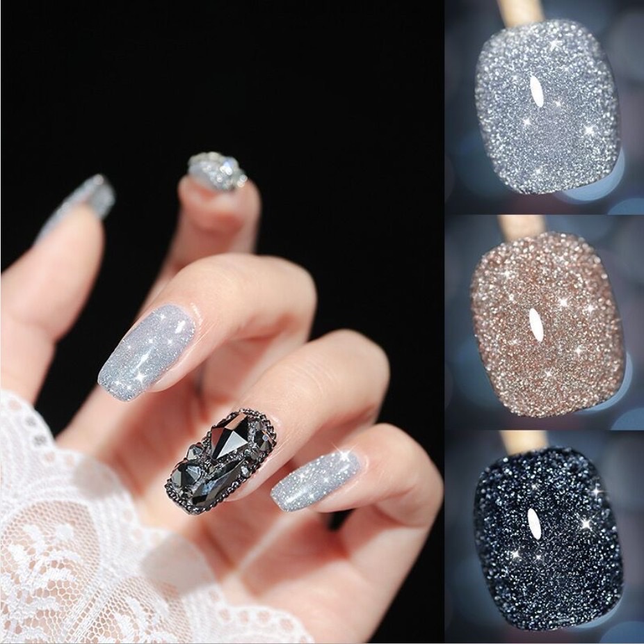 Sơn gel flash Bạc Đen Vàng siêu sáng hãng Milan 15ml N.P Nails
