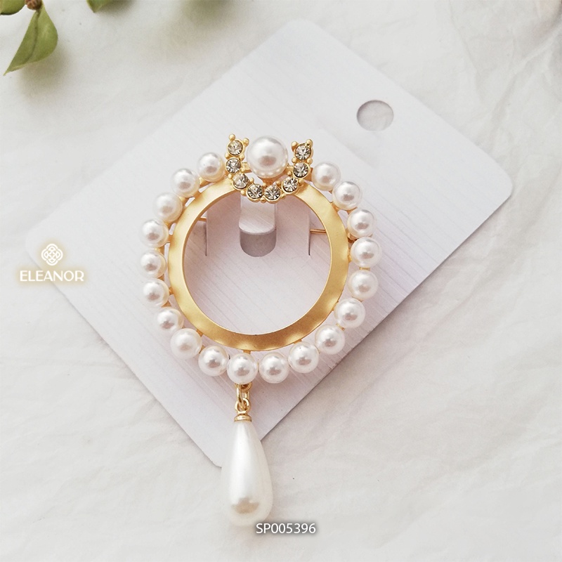 Ghim cài áo nữ Eleanor Accessories hình tròn đính đá kết hợp ngọc trai nhân tạo phụ kiện trang sức 5396