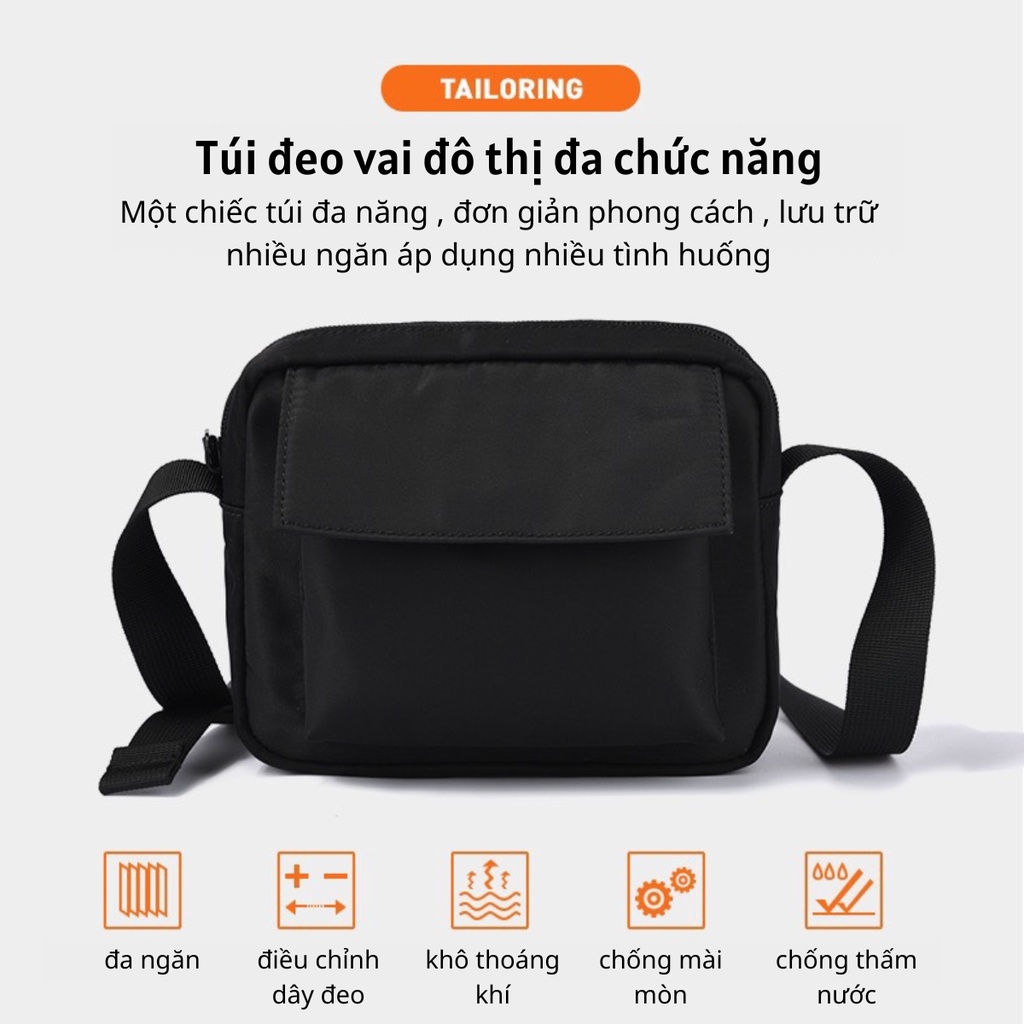 Túi đeo chéo nam nữ unisex vải oxford chống mài mòn kiểu dáng basic trẻ trung hiện dại, 1 ngăn pocket lớn TK23
