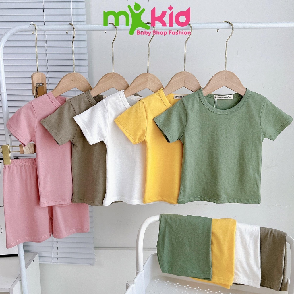 Bộ Cộc Tay Cho Bé Trai Bé Gái 8-24kg, Bộ cộc trơn chất cotton  Mềm Mát Cho Bé Thoải Mái Vui Chơi