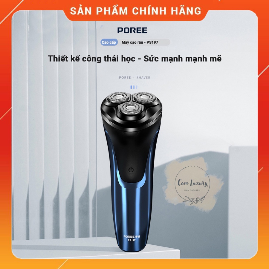 Máy Cạo Râu Mini Poree PS197 Tự Động Sạc Bản TypeC Cho Nam Giới Chính Hãng Bộ Lưỡi Dao Không Gỉ Chống Nước - 220V
