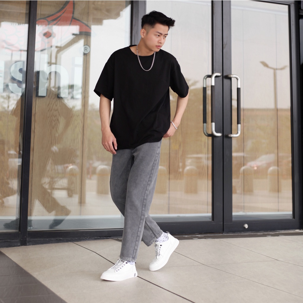 Quần bò baggy nam nữ unisex - quần bò ống suông cao cấp màu xanh đen xám phom rộng pon.mens hà nội hcm