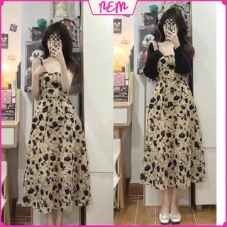 Đầm Maxi - Váy hoa nhí + áo cardigan có mút ngực siêu tôn dáng cho các nàng thơ NEM Store102