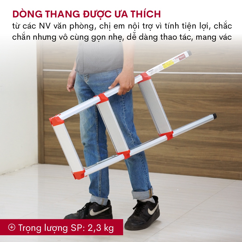 Thang ghế nhôm chữ A xếp gọn 3 bậc 0.76M FUJIHOME DL203 nhập khẩu, Thang chữ A gia đình đa năng gấp gọn step ladder