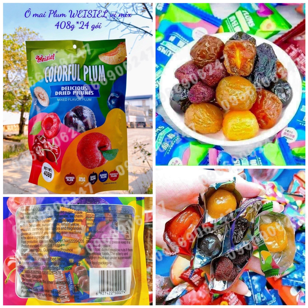 Ô mai Colorful Plum Weisiel mix vị gói 408gr
