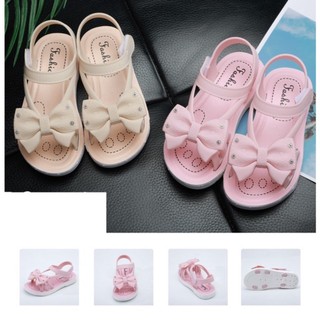 Sandal bé gái quai dán nơ đá mềm cực xinh