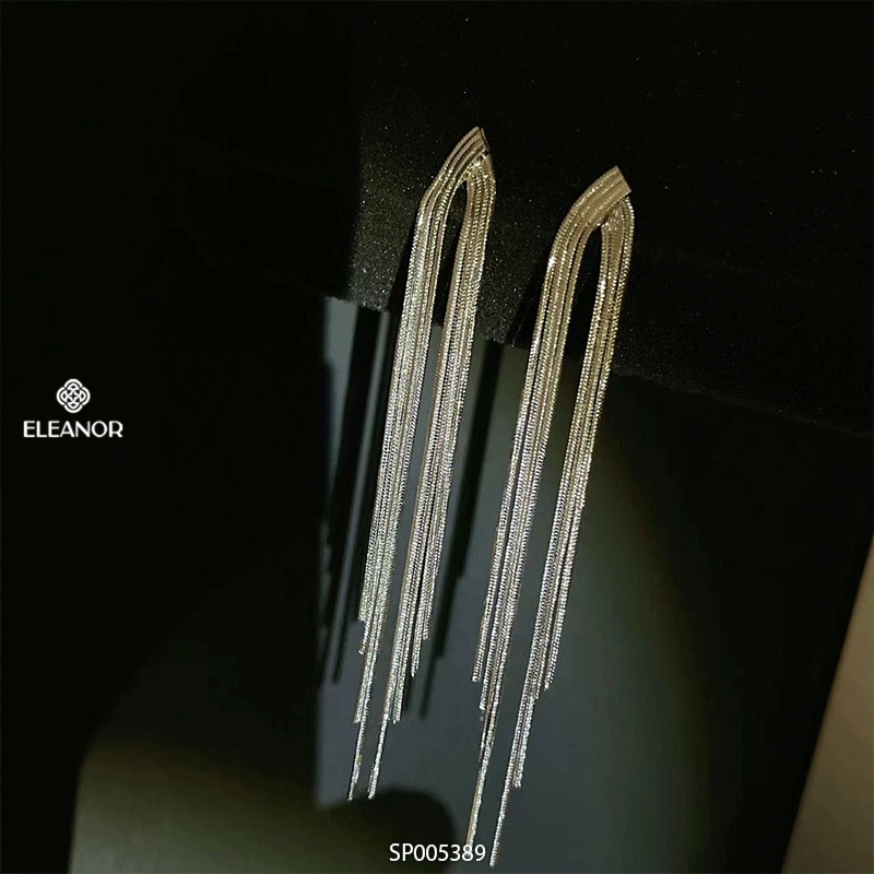 Bông tai nữ chuôi bạc 925 Eleanor Accessories dáng dài sợi tua rua phụ kiện trang sức 5389