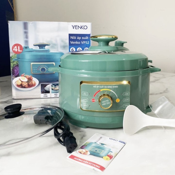 Nồi áp suất điện đa năng VENKO 4L chính hãng, nấu lẩu, nấu cháo, nấu cơm, ninh xương, chiên xào