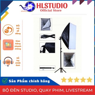 Đèn Chụp Ảnh Sản Phẩm, Bộ Đèn Studio, quay phim, Livestream chuyên nghiệp, chân đèn cao 2m kèm Softbox 50x70cm HL Studio
