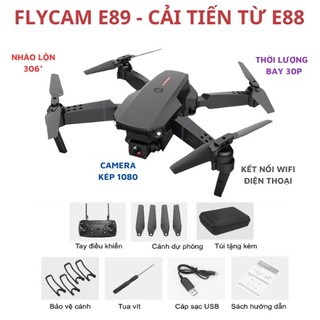 Flycam Mini E89, Máy Bay Điều Khiển Từ Xa Quay Phim Chụp Ảnh 1080P, Camera Vuông Siêu Nét Phiên Bản 2023