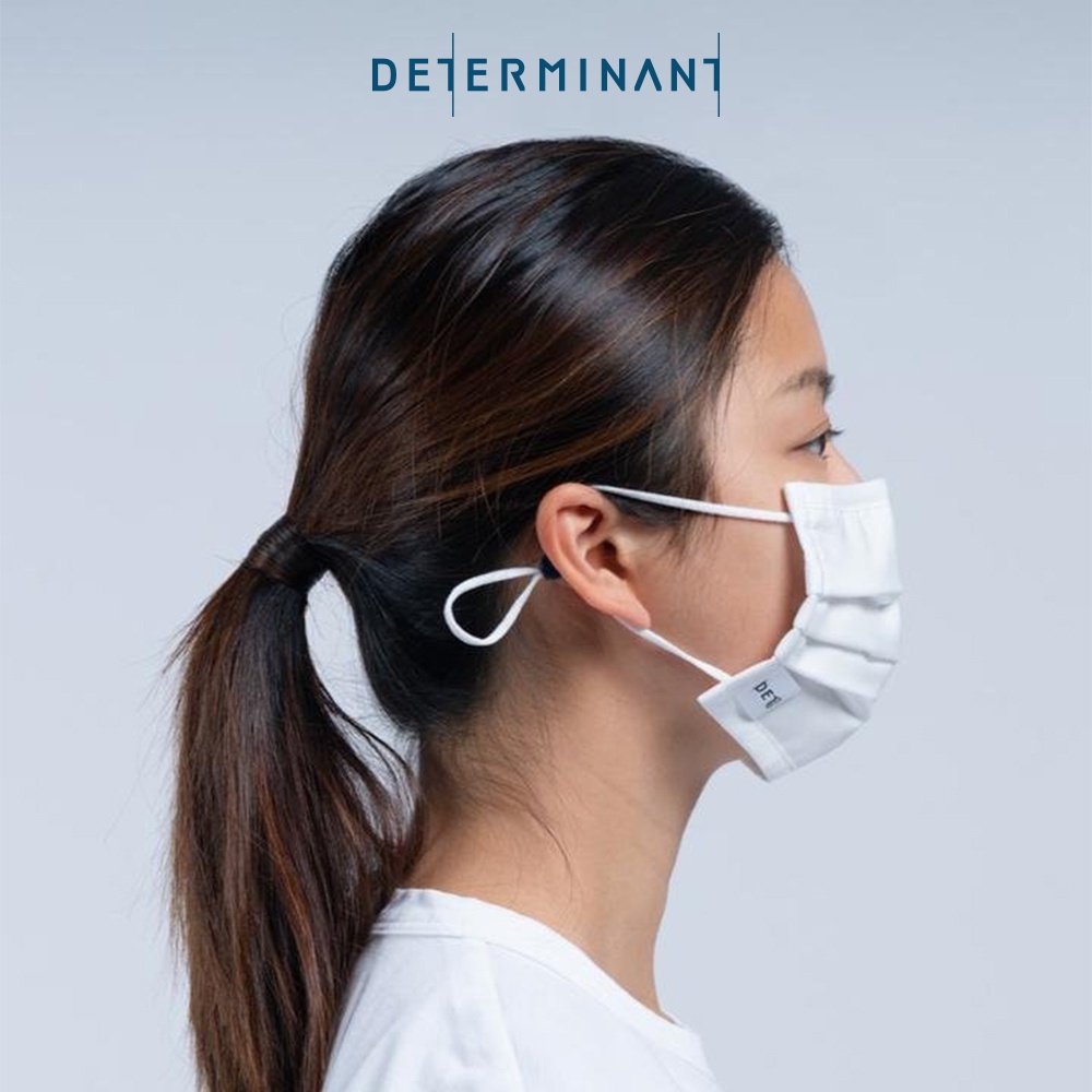 Combo 02 khẩu trang vải kháng khuẩn cao cấp DETERMINANT - kháng nước - màu trắng