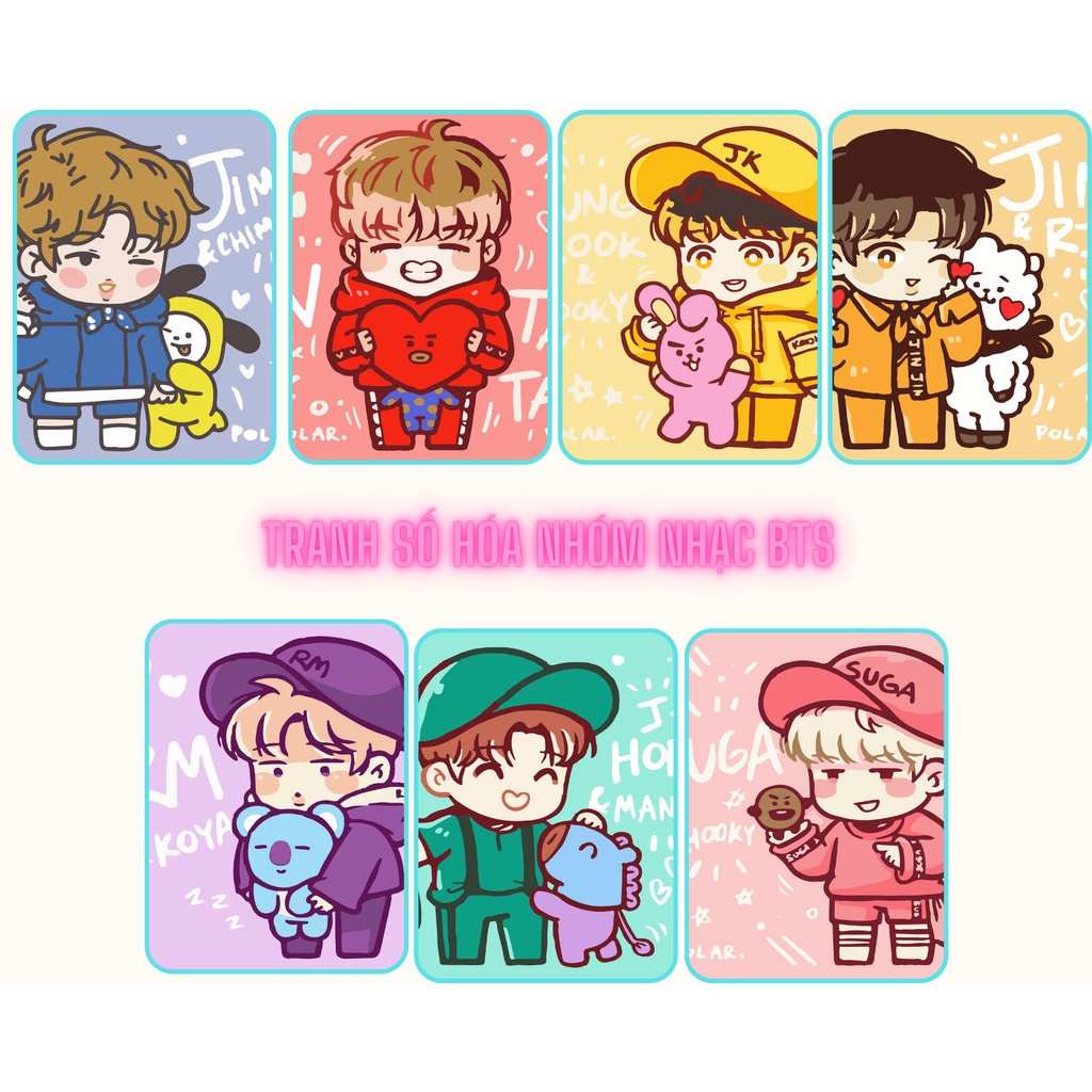 Tranh số hóa chibi nhóm nhạc BTS