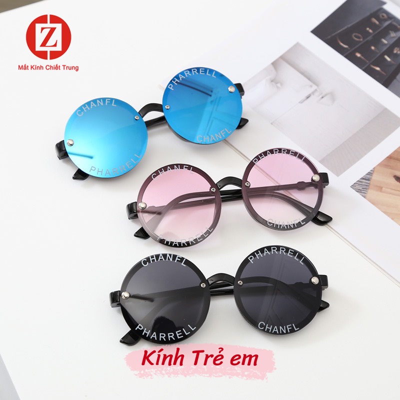 Kính Thời Trang cho BÉ TRAI BÉ GÁI, Retro gọng tròn in chữ dễ thương bảo vệ mắt mã H7701