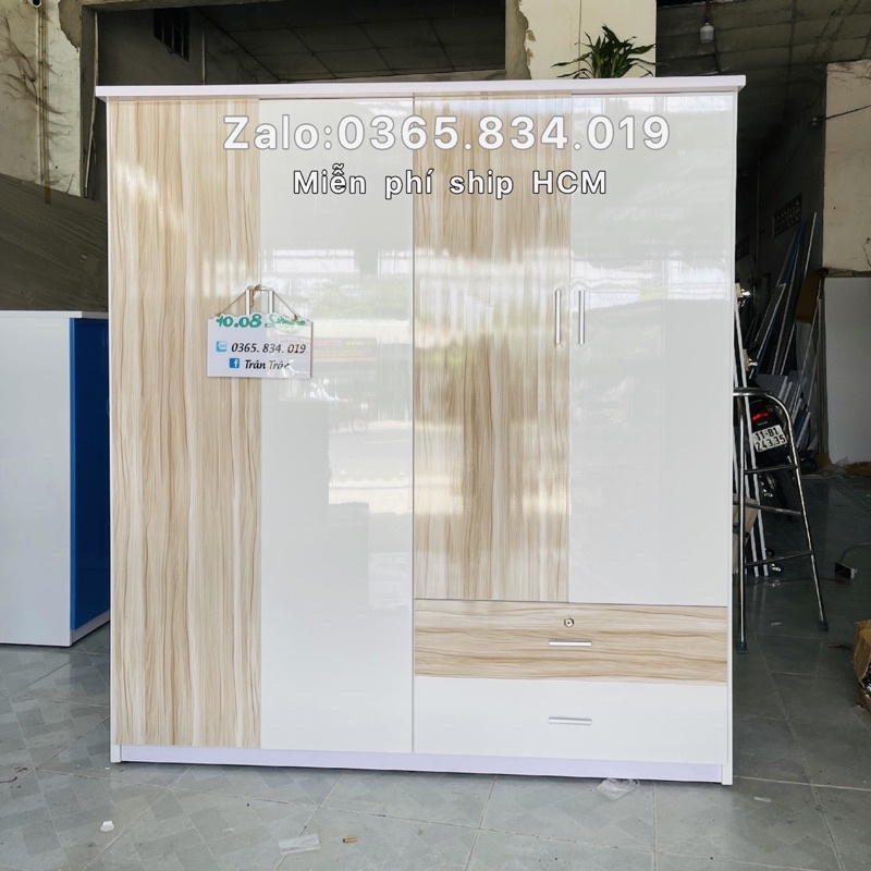 Tủ quần áo ngang 1m65 cao 1m8 sâu 48 tặng gương bên trong có lõi gỗ ở bản lề