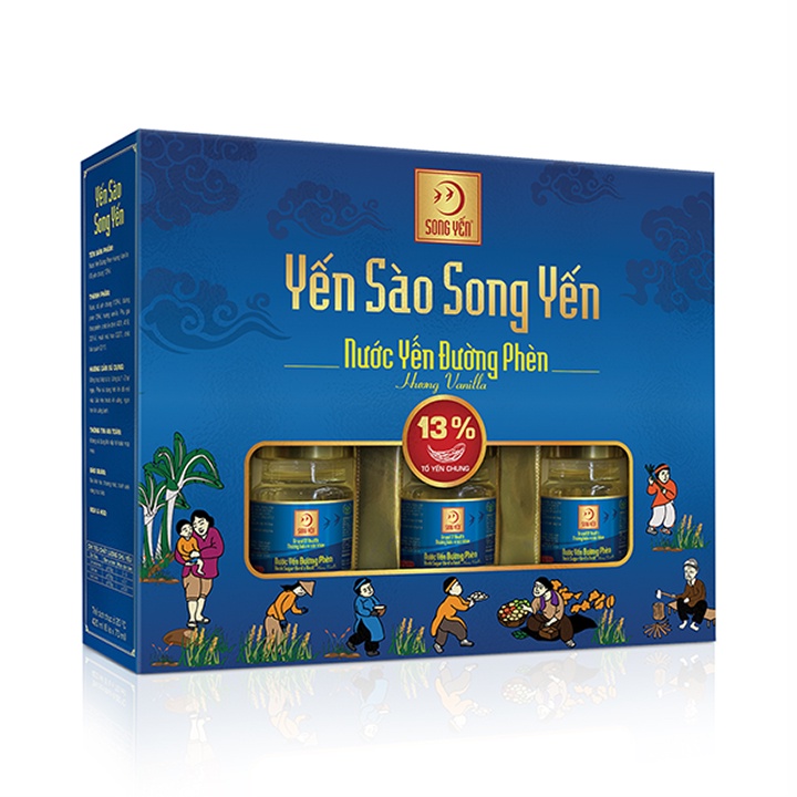 SONG YẾN - HỘP VANI NƯỚC YẾN NGUYÊN CHẤT 13% TỔ YẾN (1 hộp 6 lọ)