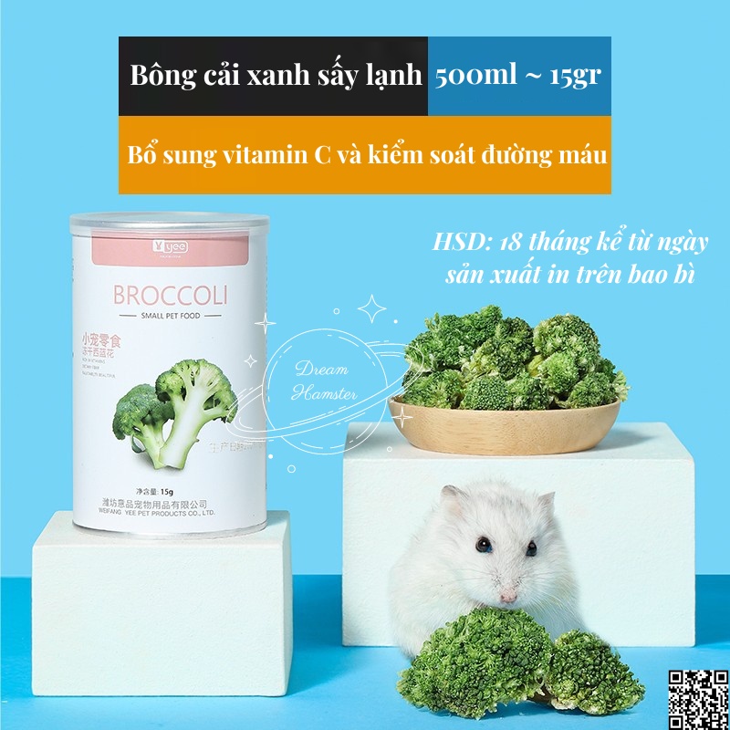 Bông cải xanh sấy lạnh cho hamster, đuôi mập, sóc, sóc bay, thỏ, bọ, nhím...