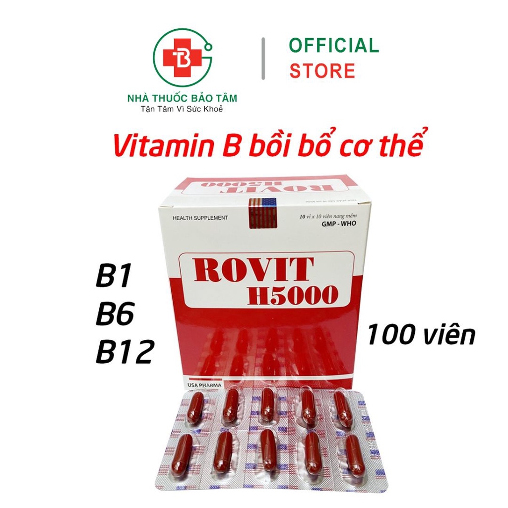 Rovit H5000 vitamin B tổng hợp tăng cường sức khỏe, sức đề kháng - 100 viên (Rovit H5000)