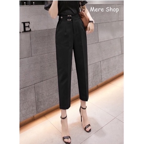 11 Quần baggy nữ lưng cao đai vuông cạp cao công sở Mere, quần tây lưng cao đi học đi làm 11
