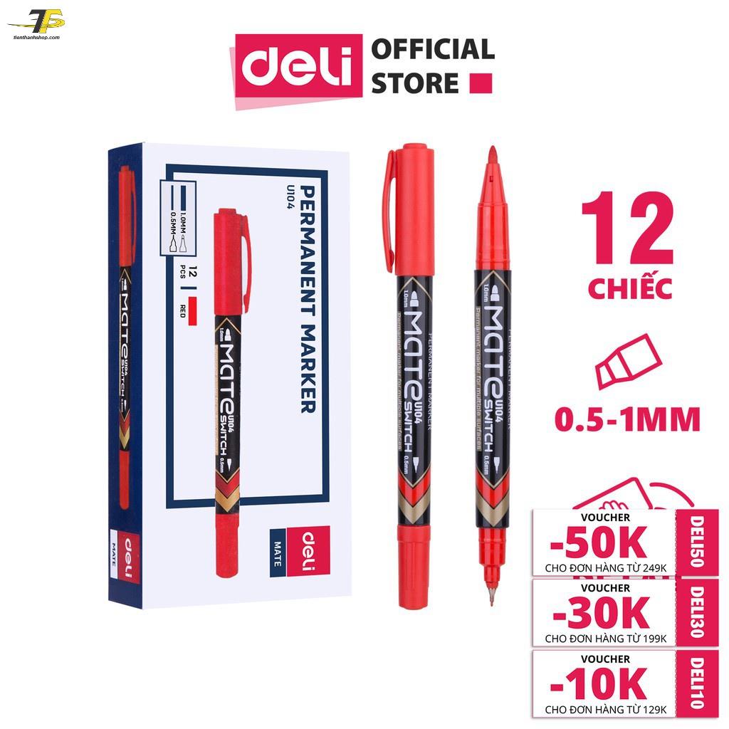 12 cây Bút lông dầu 2 đầu Mate Deli EU10420 / EU10430 / EU10440