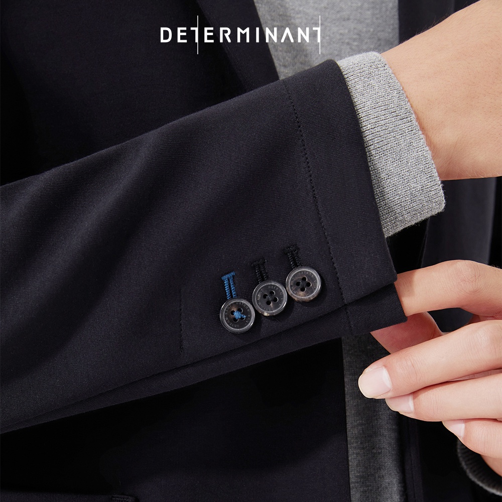 Áo khoác nam blazer Cotton Polyester chuẩn form chống nhăn thương hiệu Determinant - màu Đen BKFD01 [DETOW03]